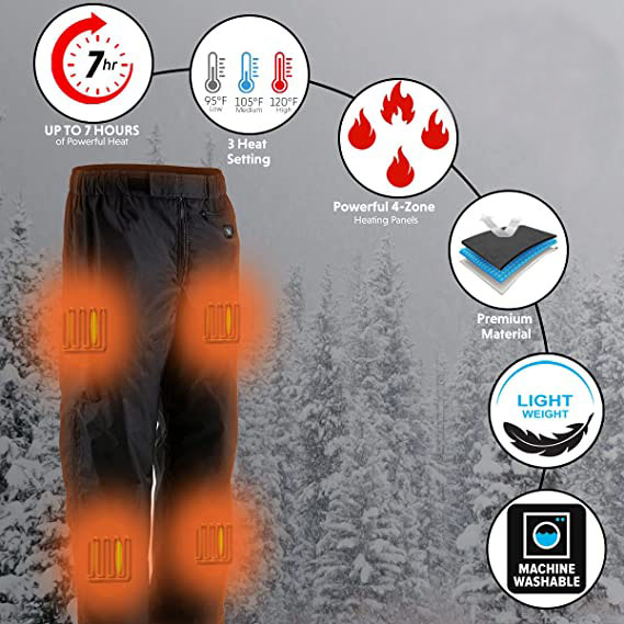Heat Men Black Winter Thermal Heated Pants para sa Ski-4