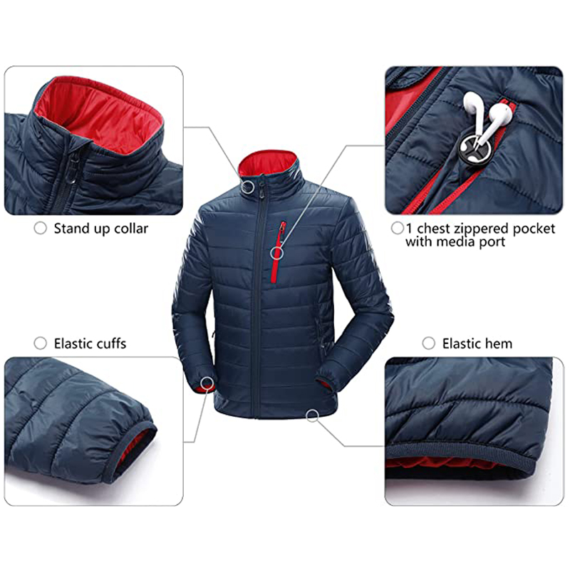 Kışlık Mont Sıcak Rüzgar Geçirmez Hafif Erkek Şişme Ceket-3
