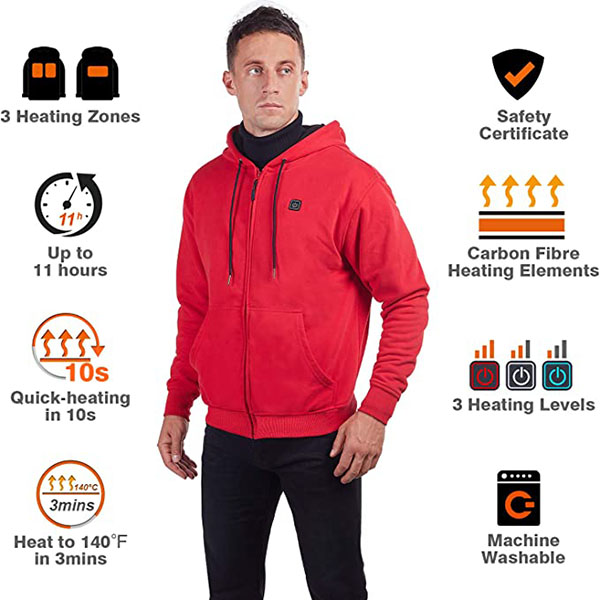 Heated Hoodie with Battery and Charger (Unisex)-5