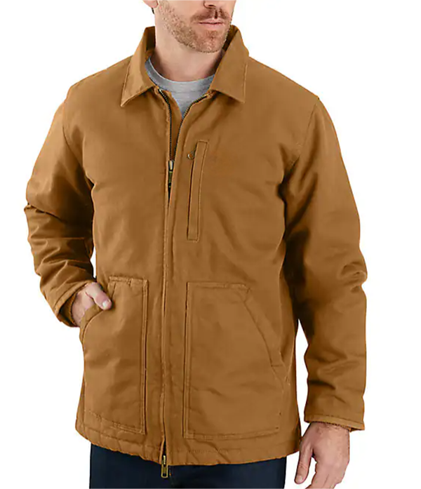 LOOSE FIT WASHED DUCK SHERPA-LINED COAT (1)