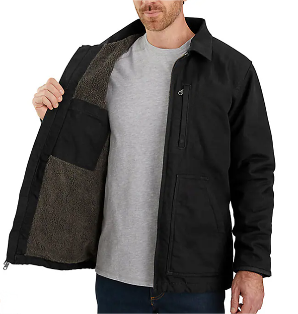 LOOSE FIT WASHED DUCK SHERPA-LINED COAT (2)